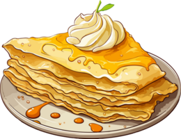 ai généré mignonne crêpe dans dessin animé style png