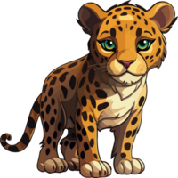 ai generado linda jaguar en dibujos animados estilo png