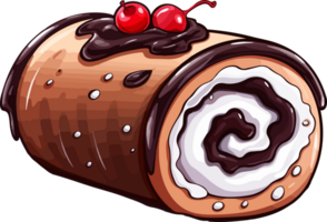 AI generated Cute swiss roll in cartoon style png