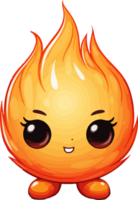 ai generato carino fuoco nel cartone animato stile png