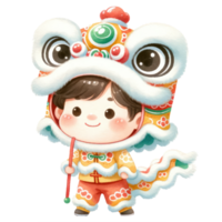 AI generated Vibrant illustration of a traditional Chinese lion dance costume, commonly seen in festivities and New Year celebrations. png