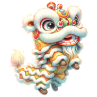 ai generato vivace illustrazione di un' tradizionale Cinese Leone danza costume, comunemente visto nel feste e nuovo anno celebrazioni. png