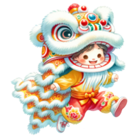 AI generated Vibrant illustration of a traditional Chinese lion dance costume, commonly seen in festivities and New Year celebrations. png
