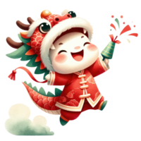 AI generated Chinese New Year Dragon Mascot isolated png