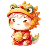 AI generated Chinese New Year Dragon Mascot isolated png