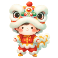 AI generated Vibrant illustration of a traditional Chinese lion dance costume, commonly seen in festivities and New Year celebrations. png