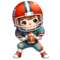 AI generated American football Player in action clipart watercolor. Ai Generate png