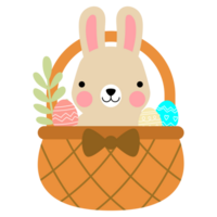 Basket Easter bunny rabbits chicks and Easter eggs clipart png