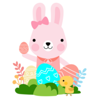 Pasen konijn konijnen met baby kuikens en Pasen eieren, Welkom voorjaar seizoen, png