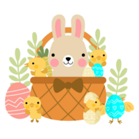 Korb Ostern Hase Kaninchen Küken und Ostern Eier Clip Art png