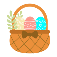 Basket Easter bunny rabbits chicks and Easter eggs clipart png