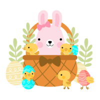 Korb Ostern Hase Kaninchen Küken und Ostern Eier Clip Art png