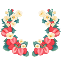 wreath of flowers and strawberry png