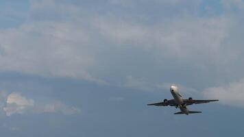 Plane of SunDay Airlines takes off, bottom view video