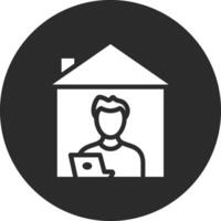 Man Working at Home Vector Icon