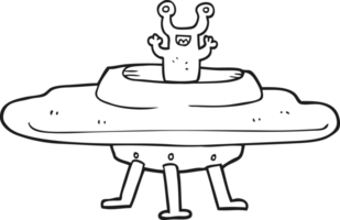 black and white cartoon flying saucer png