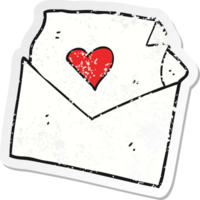 retro distressed sticker of a cartoon love letter png