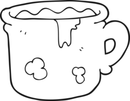 black and white cartoon old coffee cup png