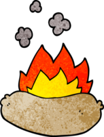 cartoon doodle burning sausage png