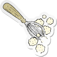 retro distressed sticker of a cartoon whisk png