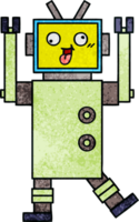 retro grunge textuur cartoon robot png