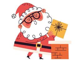 Navidad ilustración pegatina presente para regalo y invierno colección vector
