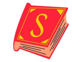 a red book with the letter s on it vector