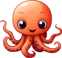 ai generado linda pulpo en dibujos animados estilo png