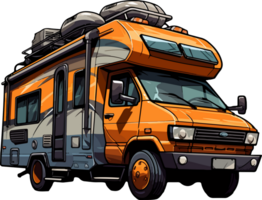AI generated Cute recreational vehicle in cartoon style png