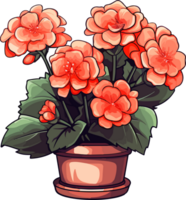 AI generated Cute begonia in cartoon style png