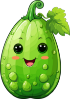 AI generated Cute bitter gourd in cartoon style png