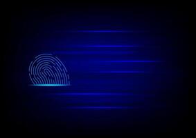 Cyber security and cyber crime concept. Scanning electronic thumb fingerprint on futuristic technology abstract background. Digital protection data. Hacker protection. vector