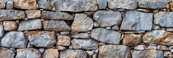 AI generated Rustic stone wall, old stone texture. photo