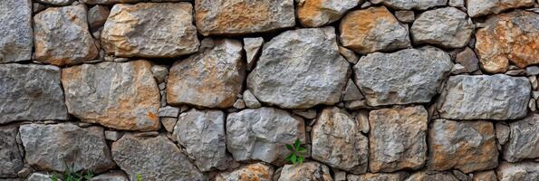 AI generated Rustic stone wall, old stone texture. photo