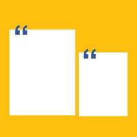 Two blank paper sheets on a yellow background Flat design Vector illustration