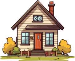 AI generated Cute house in cartoon style png