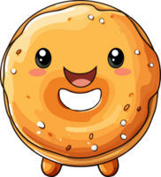 AI generated Cute bagel in cartoon style png