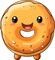 ai generato carino bagel nel cartone animato stile png