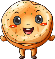 ai generato carino bagel nel cartone animato stile png