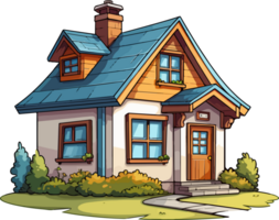 AI generated Cute house in cartoon style png