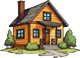 AI generated Cute house in cartoon style png