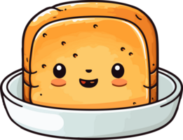 AI generated Cute bread plate in cartoon style png