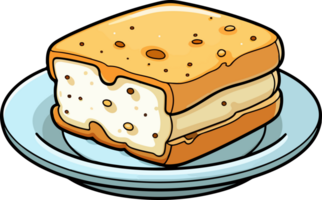 AI generated Cute bread plate in cartoon style png