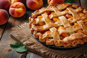 AI generated Traditional homemade peach pie photo