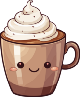 AI generated Cute hot chocolate in cartoon style png