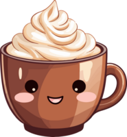 AI generated Cute hot chocolate in cartoon style png