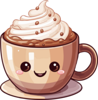 AI generated Cute hot chocolate in cartoon style png