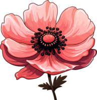 AI generated Cute anemone in cartoon style png