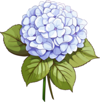 AI generated Cute hydrangea in cartoon style png