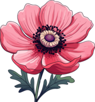 AI generated Cute anemone in cartoon style png